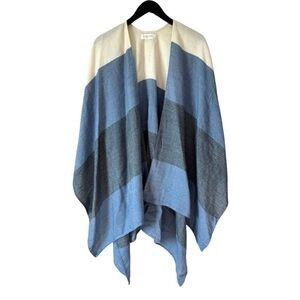 Mersea Lightweight Travel Beach Wrap White Blue OS